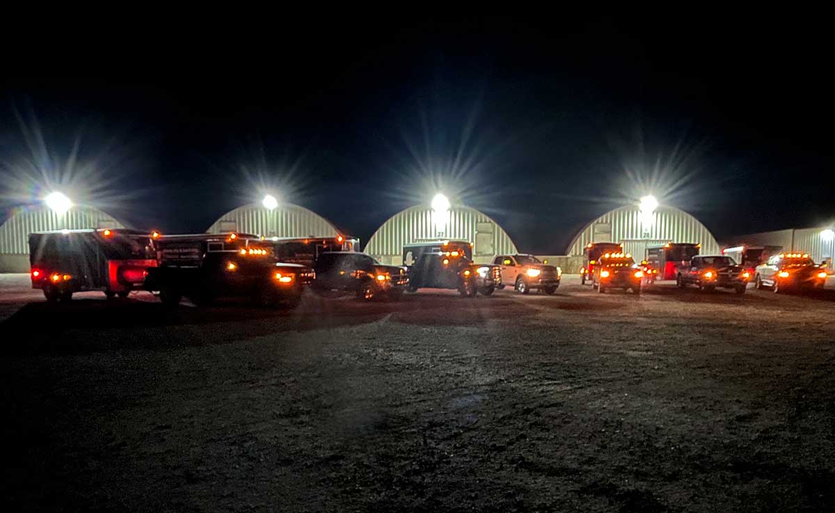 Wenta Nip and Sanitizing trucks and storage at night